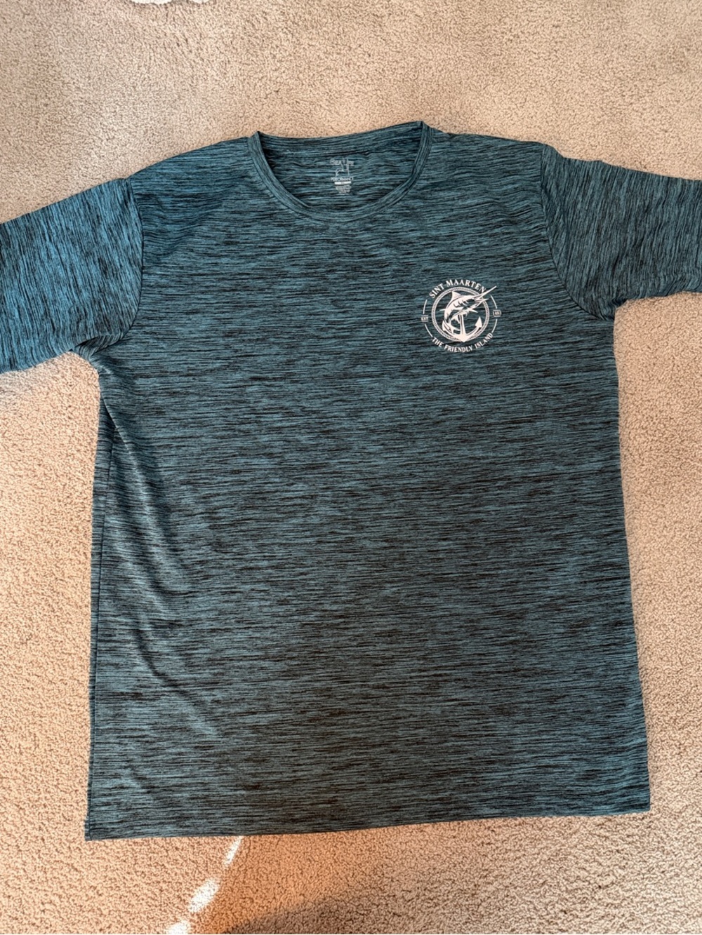 Men's Teal Space-Dye Short Sleeve Performance Tee
